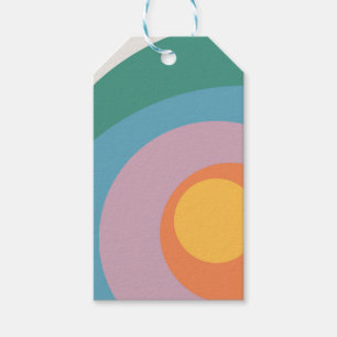 Étiquettes-cadeau Cercles de style rétro multicolore