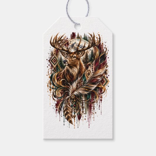 Étiquettes-cadeau Cerf Boho, Rêvant de Cerf (Devant)