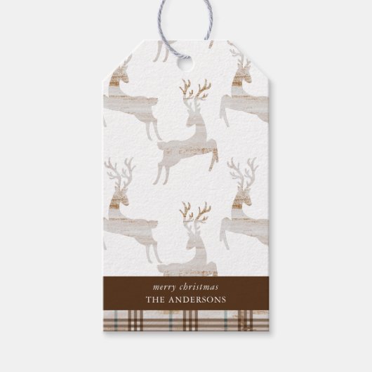 Étiquettes-cadeau Cerf de bois rustique (Devant)