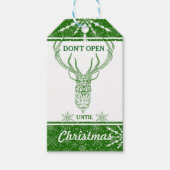 Étiquettes-cadeau Cerf de Noël vert et blanc géométrique moderne (Devant)