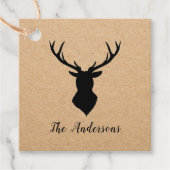 Étiquettes Cadeau Cerf noir rustique | Kraft | Nom de famille (Devant)