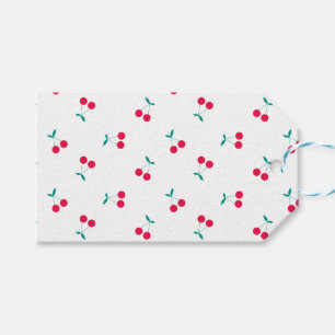 Étiquettes-cadeau Cerise mignonne Cerises esthétiques Motif Blanc