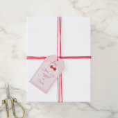 Étiquettes-cadeau Cerise sur le dessus Pink Bow Anniversaire (Avec de la ficelle)