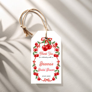 Étiquettes-cadeau Cerise sur le dessus ruban rouge nuptiale douche f