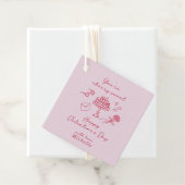 Étiquettes Cadeau Cerise Valentines Jour Bow rose (En situation)
