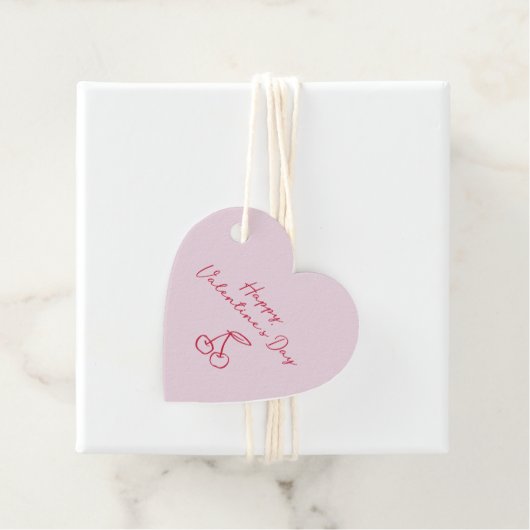 Étiquettes Cadeau Cerise Valentines Jour rose (En situation)