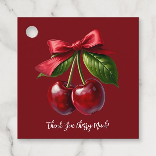 Étiquettes Cadeau Cerises et un Bow-Love vous Cherry Beaucoup (Devant)