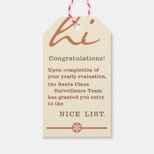 Étiquettes-cadeau Certificat de bonne liste Balise cadeau de Noël S