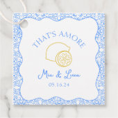 Étiquettes Cadeau C'est Amore Citron Bleu Carreaux Mariage personnal (Devant)