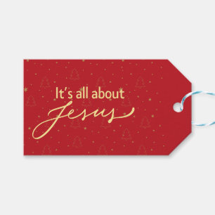 Étiquettes-cadeau C'est tout sur Jésus - Noël rouge et or