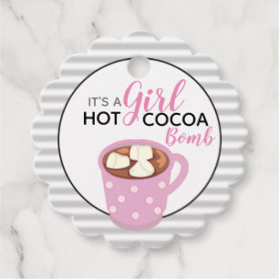 Étiquettes Cadeau C'est un Baby shower de fille Bombe de cacao cha