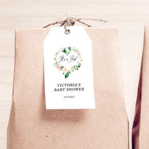 Étiquettes-cadeau C'est un Baby shower rose vif