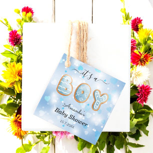 Étiquettes Cadeau C'est un garçon Baby shower Bleu Blanc Faveur Tags