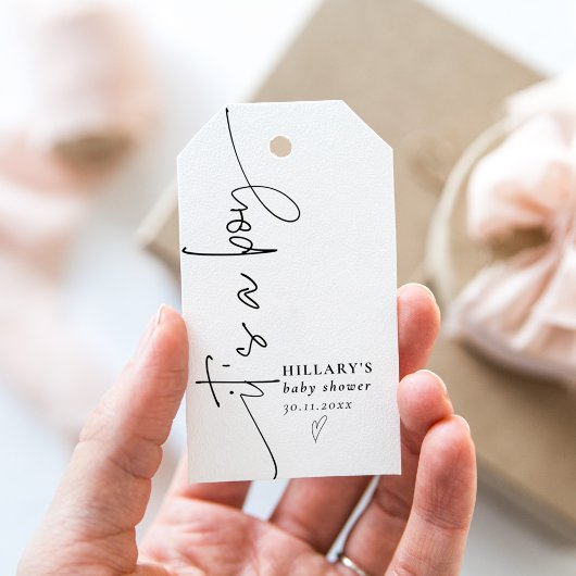 Étiquettes-cadeau C'est un garçon Élégante Fête de Naissance Calligr