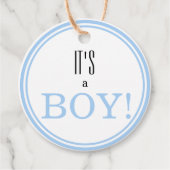 Étiquettes Cadeau C'est un garçon ! Faire-part Bébé bleu moderne (Devant)