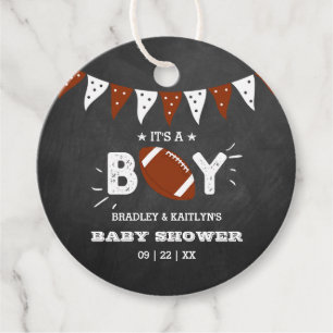 Étiquettes Cadeau C'est un garçon ! Football Thème Co-ed Baby shower