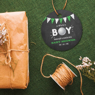 Étiquettes Cadeau C'est un garçon ! Golf Thème Co-ed Baby shower