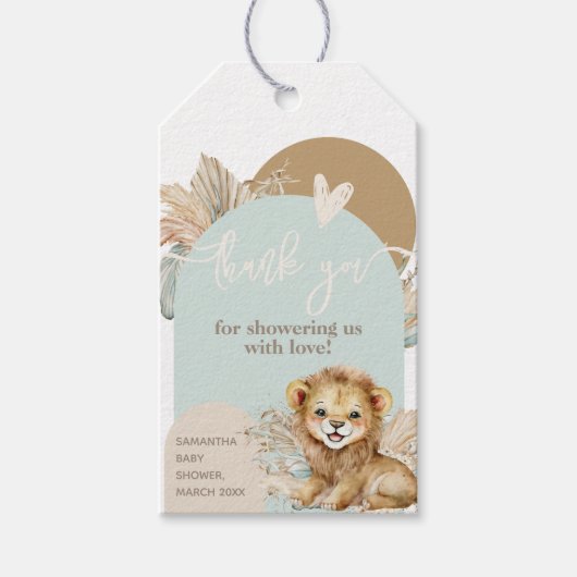 Étiquettes-cadeau C'est un garçon Safari Thème Lion Baby shower (Devant)