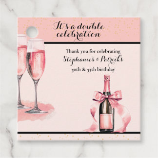 Étiquettes Cadeau C'est une double célébration Champagne rose Annive