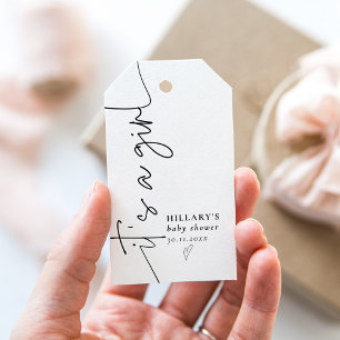 Étiquettes-cadeau C'est une fille Élégante Fête de Bébé Calligraphie