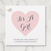 Étiquettes Cadeau C'Est Une Fille Mignonne Pastel Baby shower Coeur (Devant)