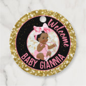 Étiquettes Cadeau C'est une fille rose et Parties scintillant or élé (Devant)