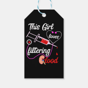Étiquettes-cadeau Cette fille adore filtrer la dialyse sanguine infi
