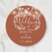 Étiquettes Cadeau Chaîne Lights Floral Terracotta Mariage (Dos)