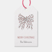 Étiquettes-cadeau Chaîne rouge de Noël Bow minimal Doodle (Devant)