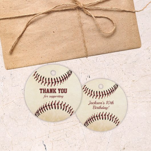Étiquettes Cadeau Chaînes de baseball rustiques
