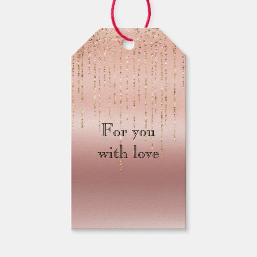 Étiquettes-cadeau Chaînes de glam or rose (Devant)