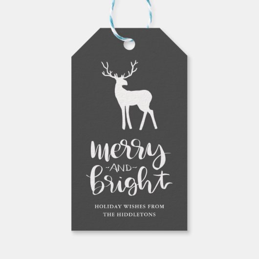 Étiquettes-cadeau Chalkboard Antler Merry & Bright Script Christmas (Dos)