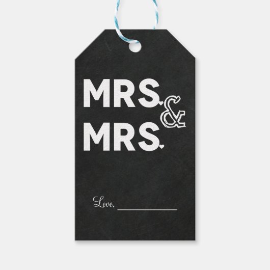 Étiquettes-cadeau Chalkboard Chalk M. & Mme Mariage Fiançailles (Devant)