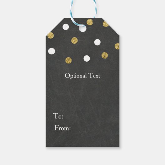 Étiquettes-cadeau Chalkboard Gold & White Confetti Celebration Party (Devant)