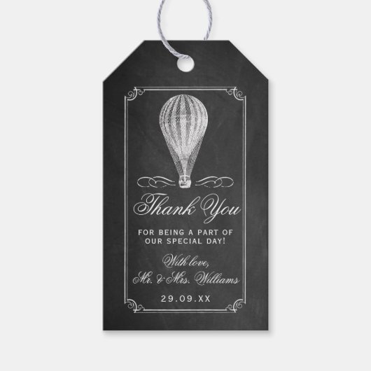Étiquettes-cadeau Chalkboard Hot Air Balloon Collection Mariage (Devant)
