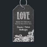 Étiquettes-cadeau Chalkboard Lace Wedding Favor Merci Cadeau Tags<br><div class="desc">Chalkboard and Lace Wedding Favor Merci Tags cadeaux - dispose d'un arrière - plan de tableau de bord imprimé avec dentelle florale blanche en bas et des écrits de craie élégants. Voir la collection de dessins correspondant à toutes les caractéristiques sur cette page.</div>