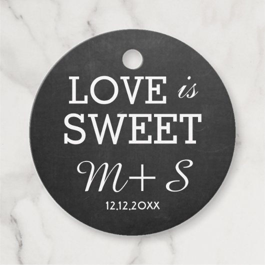 Étiquettes Cadeau Chalkboard Love Is Sweet Mariage Monogramme (Devant)