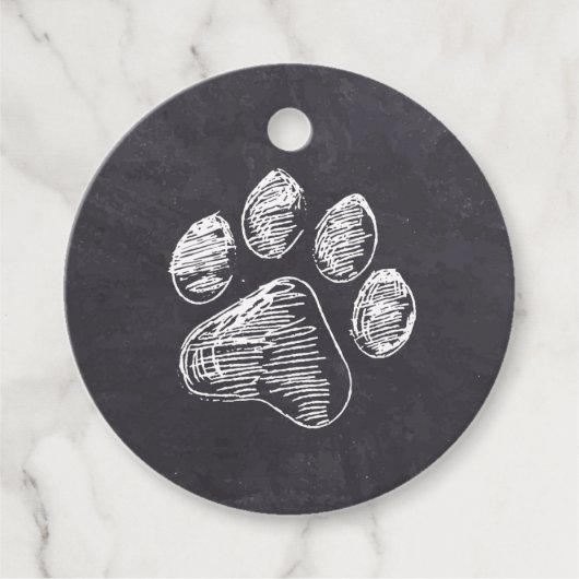 Étiquettes Cadeau Chalkboard - Pawty Chiot - Empreinte de patte d'an (Devant)