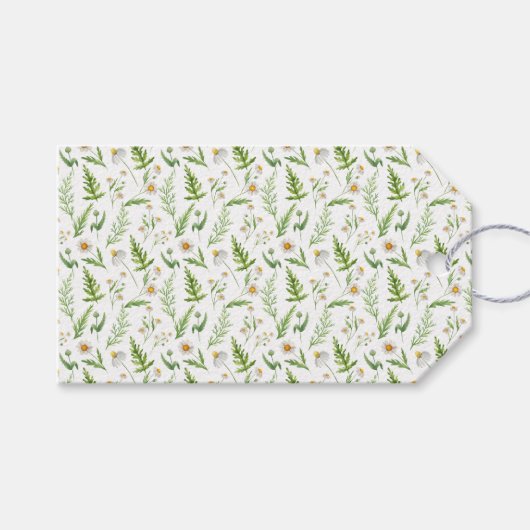 Étiquettes-cadeau Chamomile Fleur Botanique Rustique Motif (Devant (Horizontal))