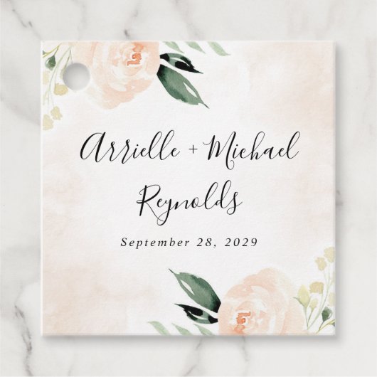 Étiquettes Cadeau Champagne Jardin Rosée Rose Bleu Élégant Champagne (Devant)