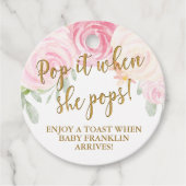 Étiquettes Cadeau Champagne préférez Pop it When She Pops Rose Flora (Devant)