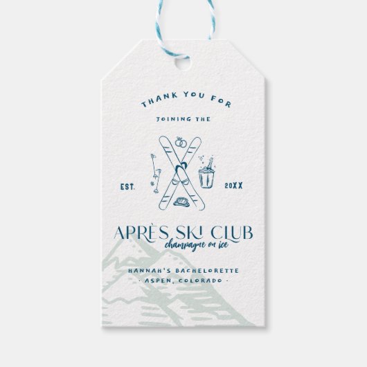 Étiquettes-cadeau Champagne sur glace | Bachelorette Après Ski (Devant)