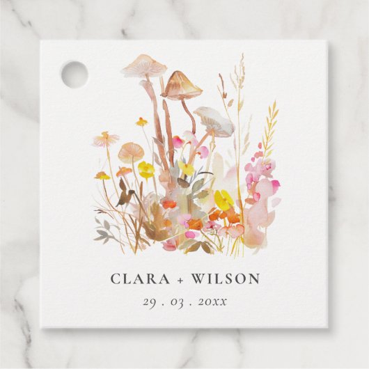 Étiquettes Cadeau Champignon chic Wildflower Mariage botanique d'aut (Devant)