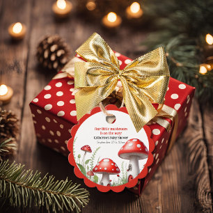 Étiquettes Cadeau Champignons rouges Baby shower des bois