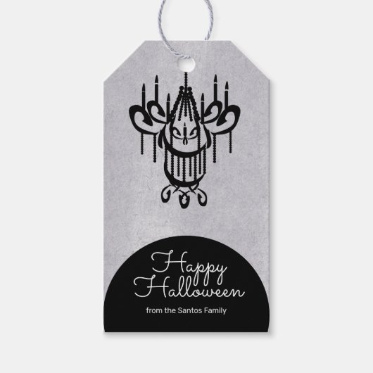Étiquettes-cadeau Chandelier d'Halloween Tombstone (Devant)