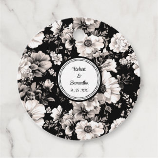 Étiquettes Cadeau Chandelles mariages roses noires et blanches