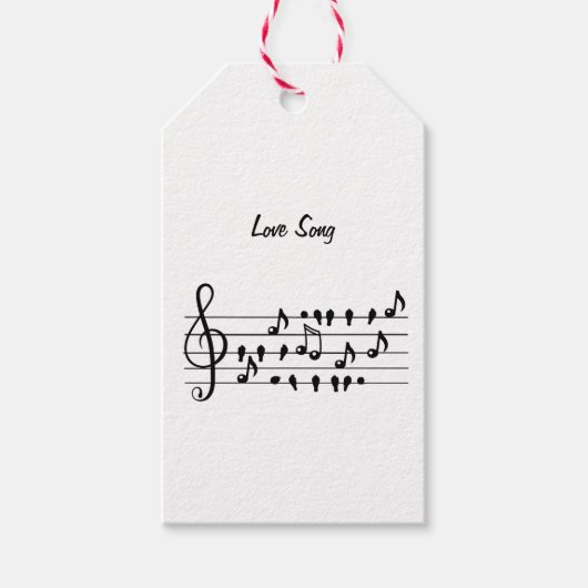 Étiquettes-cadeau Chanson d'amour Oiseau Notes Noir Blanc Art (Devant)