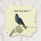 Étiquettes Cadeau Chant Blackbird sur Branche Caterpillar sur Jaune (Dos)