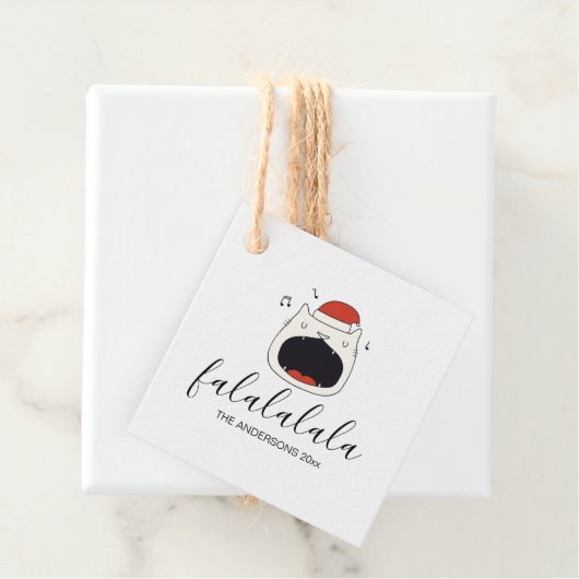 Étiquettes Cadeau Chant Cute Chat Fa La La La La Holiday (En situation)