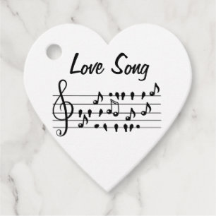 Étiquettes Cadeau Chant d'amour, oiseaux assis entre les notes music